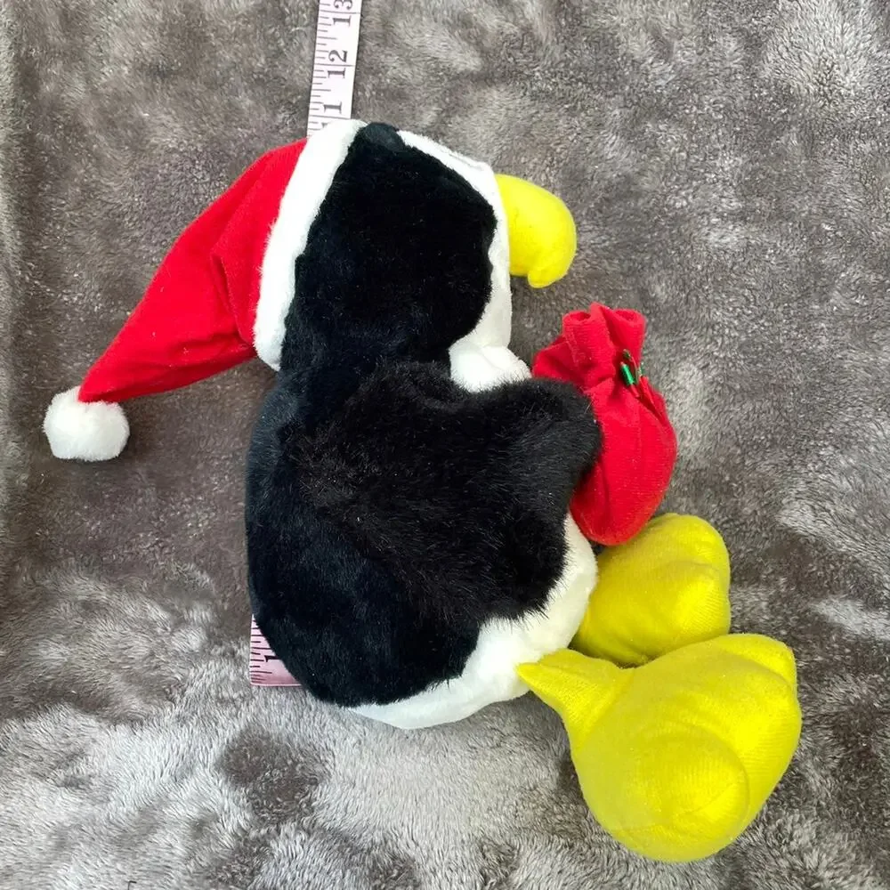 Christmas Penguin Plush Santa Hat Gift Bag Vintage Y2K Stuffed Animal 8